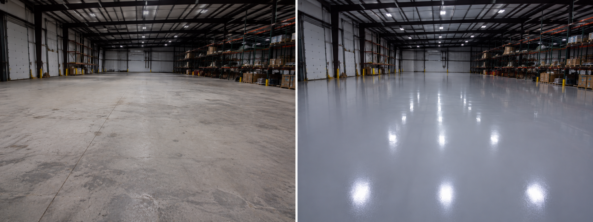 Warehouse concrete floor before industrial epoxy coating — McKinney, TX